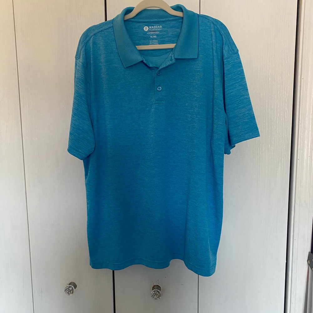 Haggar Men's Blue Polo Shirt XL Performance Stretch - New Without Tags